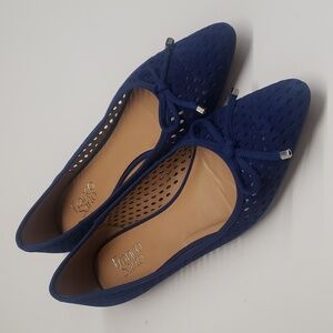 FRANCO SARTO Shari Navy Blue Suede Flats 10M